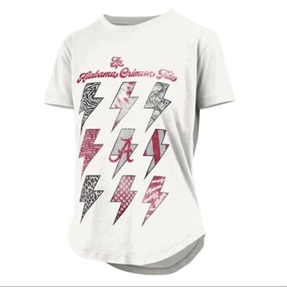 NWT NCAA‎ Alabama Crimson Tide Cotton Flash Lightning T-Shirt Size XL White - Picture 1 of 7